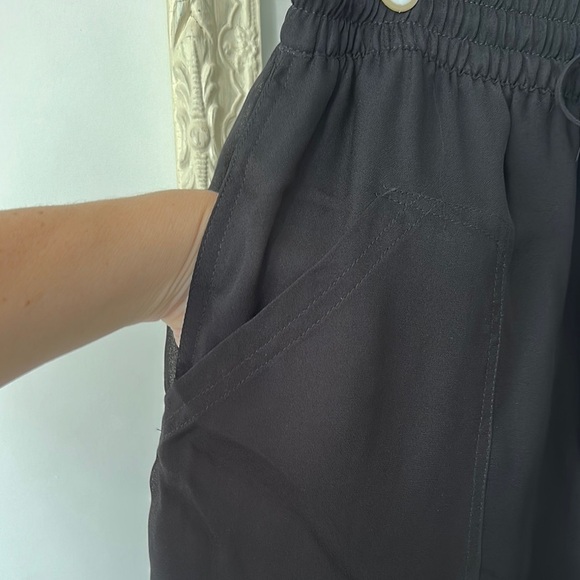 ZARA | Bamboo Black Sheer Wide-Leg Pants with Six Pockets and Draw String - Picture 6 of 16